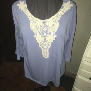Lane Bryant 14/16 long sleeve lace placket knit blouse